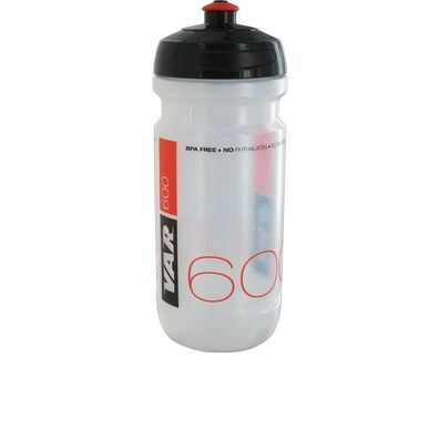 VAR Trinkflasche 600 ml transparent-rot - BPA-freie Sportflasche fér Radfahrer