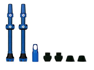 Muc-Off Tubeless Valve Kit V2 60 mm Blau - Universale Tubeless-Ventile aus Flugzeugal