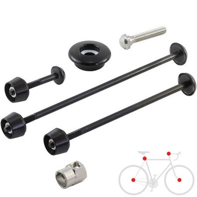 Pitlock Set 02/GA Vorderrad/Hinterrad/Sattelstétze/Ahead schwarz