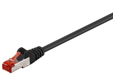 CAT 6 Patchkabel, S/FTP (PiMF), Schwarz, 10 m - LSZH halogenfrei, Kupfer