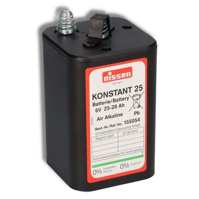 Nissen Konstant 25 4R25 Batterie 6V 25–28Ah – passend für Warnleuchten, Baken