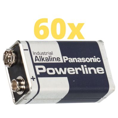 60x Panasonic Powerline 6LR61 9V Block Batterie - passend für Gewerbe, Service