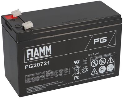 FIAMM FG20721 Standard AGM Bleiakku 12V 7,2Ah T1 / Faston 4,8 mm