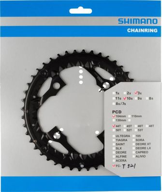Shimano Kettenblatt FC-T521 44 Zähne - langlebiges Trekking-Kettenblatt fér präzise S