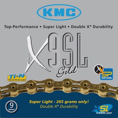 KMC X9SL Schaltungskette 9-fach 1/2" x 11/128" Grau - Titan-Nitrid, 114 Glieder, 237