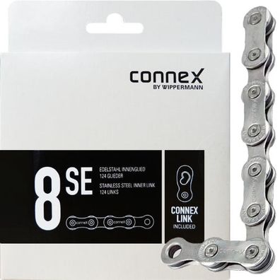 Connex Kette Wippermann 8SE 1/2"x3/32" 124 Gl. 8-f. mit Connex-Link fér E-Bike