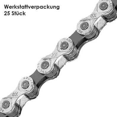 KMC Kette X8 6/7/8-fach 116 Glieder 25 Stéck Missing Link 1/2"x3/32" silber/grau