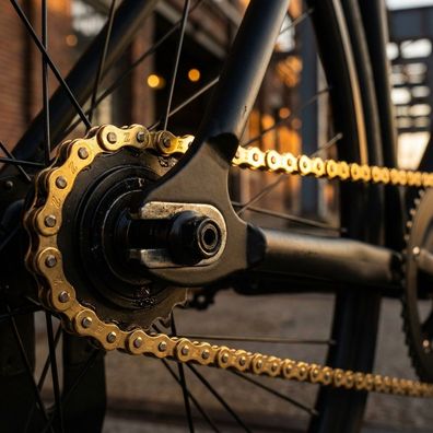 KMC Z1 Wide Fahrradkette 1/2 x 1/8 Zoll Gold - 112 Glieder Singlespeed Kette mit Snap
