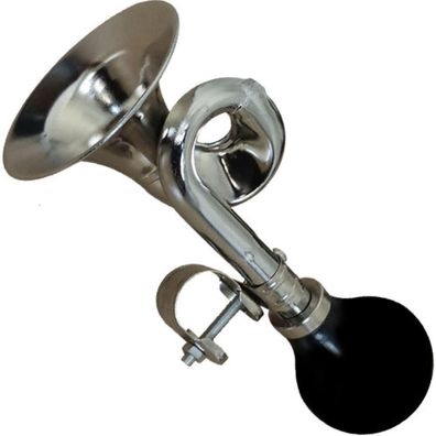 Messingschlager Hupe Posthorn Stahl verchromt
