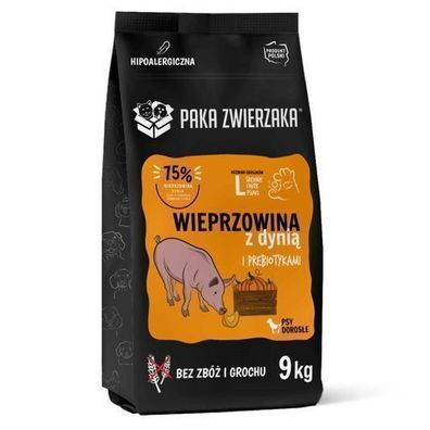 PET PAKA Schweinefleisch mit Kürbis L - Trockenfutter für Hunde - 9 kg