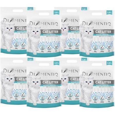 Diamentiq Ocean Breeze Silikon-Katzenstreu, nicht klumpend - 8 x 3,8 l