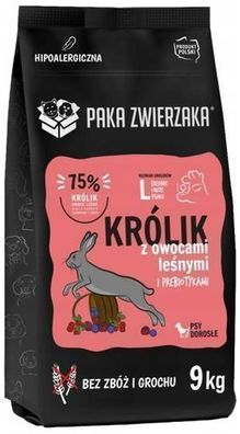 Trockenfutter für Hunde Paka Zwierzaka Kaninchen mit Waldfrüchten "L" 9 kg