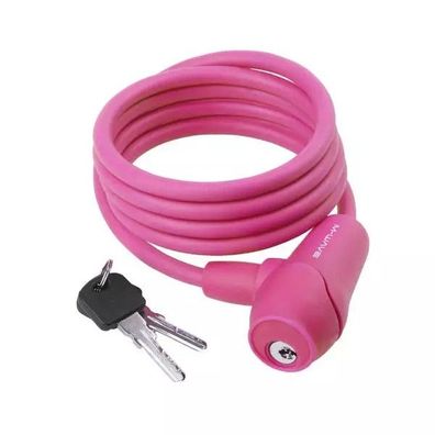 Autom.-Silikon-Spiralkabelschloß M-WAVE, 1500 x 8 mm, pink,