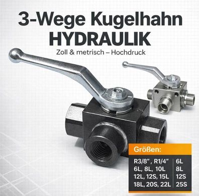 Kugelhahn 3-Wege Hydraulik Hochdruck Absperrhahn 3-Wegehahn Zoll ?AKTION?