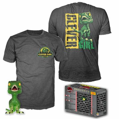 Funko Set Figur POP & Tee Jurassic Park Velociraptor Exklusiv