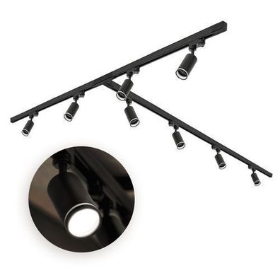 Schienensystem Komplett-Set 8x GU10 Lampe + Schiene 1m+1m+2m + T-Verbinder Schwarz