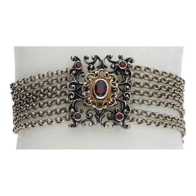 Kropfkette Silber 925 Teil vergoldet Granat 25326777 Second Hand, wie neu
