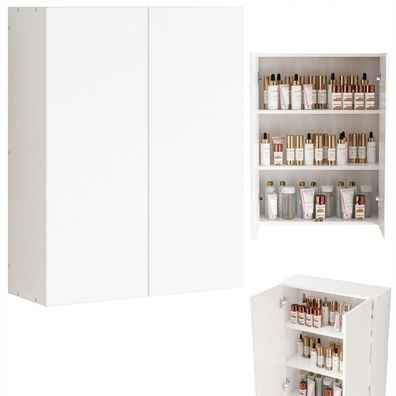Moderner weißer Hängeschrank für das Badezimmer - 2 Türen, 3 Ablagen, 60 cm