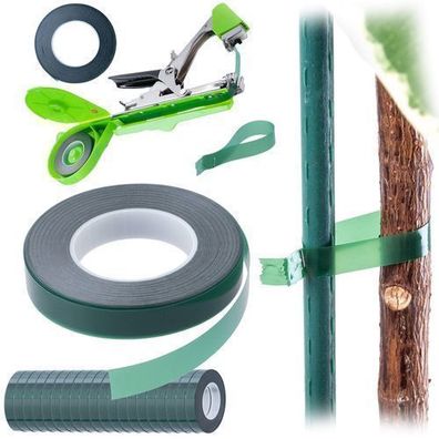 KADAX Garten-Tackerband-Set, 11 mm x 25 m, grün, 20-teilig