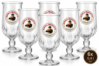 Birra Moretti Biergläser 0,4 l - 6er Set mit Markenlogo