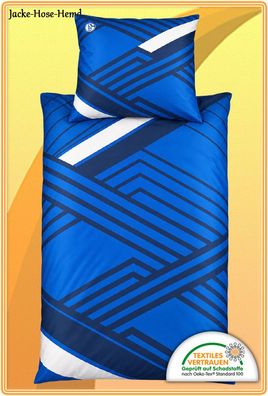 Bettwäsche FC Schalke 04 Baumwolle Blau Weiß Reißverschluss Gr. 135x200cm NEU