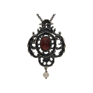 Trachten Anhänger Brosche Silber 835 Granat, Perle 25326775 Second Hand