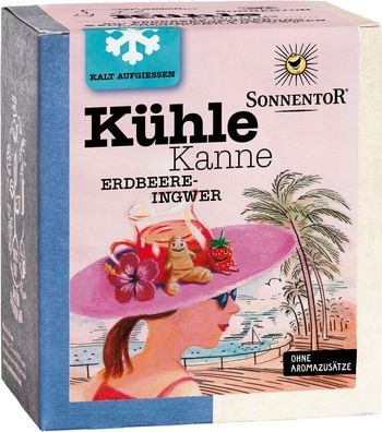 3x Sonnentor Kühle Kanne Erdbeer-Ingwer Tee, Pyramidenbeutel 44,8g