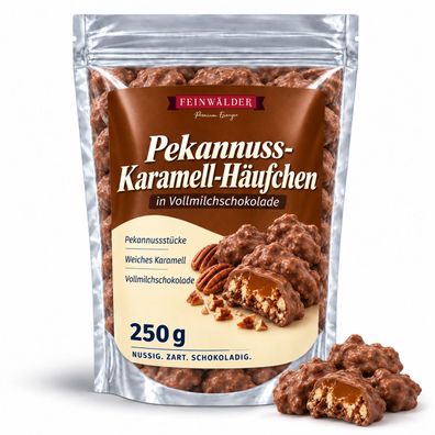 Feinwälder® Pekannuss-Karamell-Häufchen in Vollmilchschokolade 250 g Beutel Nuss