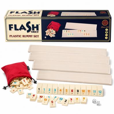 Star Flash Plastik Okey Rummy Set mit Melaminsteinen und Spielbänken