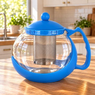 Best For Home Glas Teekanne Servierkanne für Tee Kompakt Platzsparend Gelb