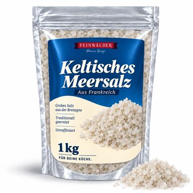 Feinwälder® Keltisches Meersalz 1 kg, graues Salz aus der Bretagne, nicht jodiert