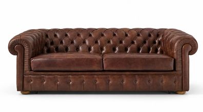 Luxus Chesterfield 3-Sitzer Schlafsofa mit Bettfunktion & Polsterung Sofort