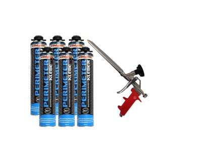 6 x Perimeterkleber á 750ml & 1 Pistole Dämmstoffkleber Pistolenschaum Bauschaum