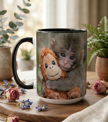 Punch The Monkey Tasse Panchi-kun Japanischer Makak Weihnachtsgeschenk Tierfreunde