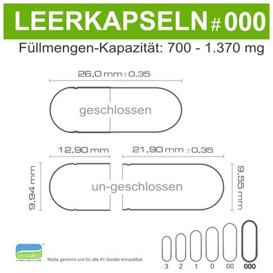 Leerkapseln • HPMC transparent leere Kapseln • vegan pflanzlich Größe 000