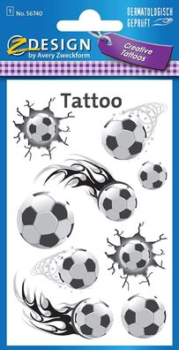 AVERY Zweckform 56740 Tattoo Kinder 9 Stück (Temporäre Tattoos Fußball, Kinder Tattoo