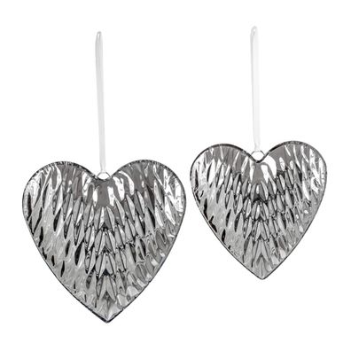 Deko Herz Set 2-tlg. 27 & 21 cm Edelstahl Diamanten-Optik Fenster- und Wanddeko