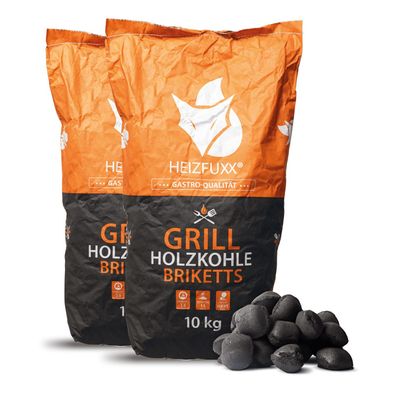 Heizfuxx Grillholzkohlebriketts 10kg x 2 Sack 20kg