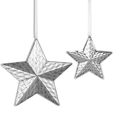 Deko Stern Set 2-tlg 21 & 10 cm zum Aufhängen Edelstahl Diamanten-Optik Wanddeko