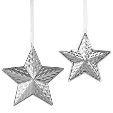 Deko Sterne Set 2-teiligt 14 & 10 cm Edelstahl in Diamanten-Optik zum Aufhängen