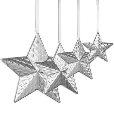 Deko Sternanhänger 4-tlg. 27, 21, 14 & 10 cm Edelstahl Diamanten-Optik Anhänger