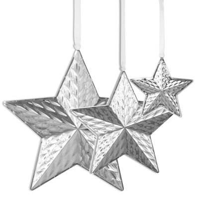Deko Sternanhänger 3-tlg. 27, 21 & 10 cm Edelstahl Diamanten-Optik Fensterdeko