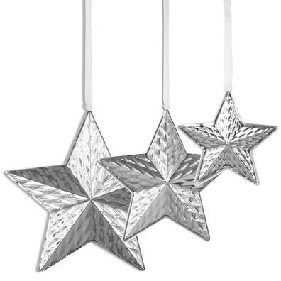 Deko Stern Set 3-tlg. 21, 14 und 10 cm Edelstahl Diamanten-Optik zum Aufhängen
