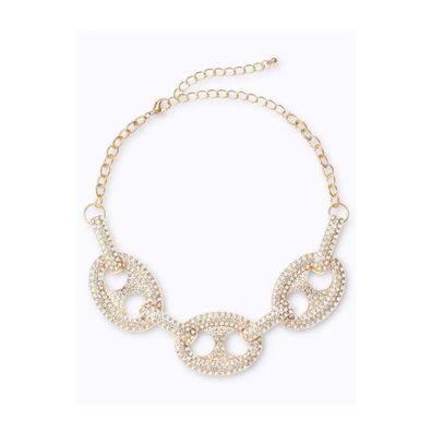 Collier mit Glassteinen, goldfarben
