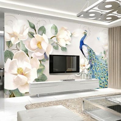 3D Wandtapete Blumen Pfau Fototapete Wohnzimmer Schlafzimmer Wanddeko Moder 4966