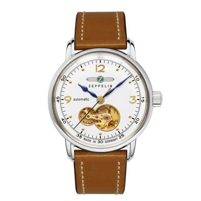 Zeppelin 9567-1 Damen Armbanduhr Automatik, offenem Herz, Lederband, 32mm