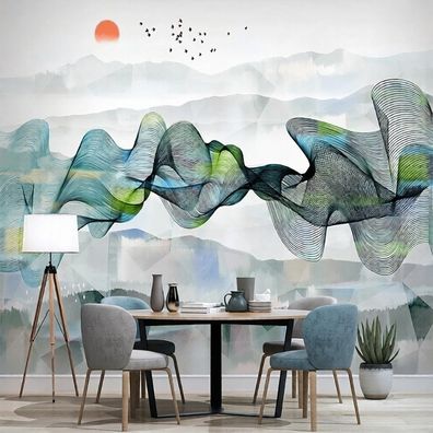 3D Abstrakt Wandtapete Wellen Berge Landschaft Fototapete Wohnzimmer Modern 4975