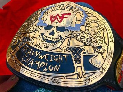 Totenkopf Wrestling Championship Gürtel Echtleder Messing Replik 50 Zoll