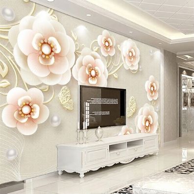 3D Blumen Fototapete Wohnzimmer Wandtapete Blüten Elegant Modern Deko 4981
