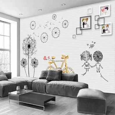 3D Pusteblume Fototapete Wandtapete Fahrrad Kinderzimmer Liebe Romantik 4988